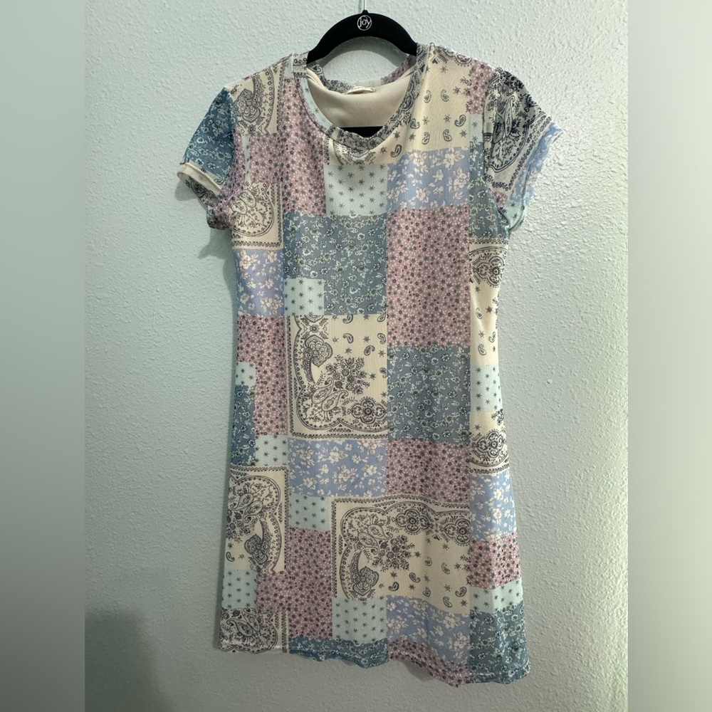 Altar’d State Blue Pattern Mesh Dress